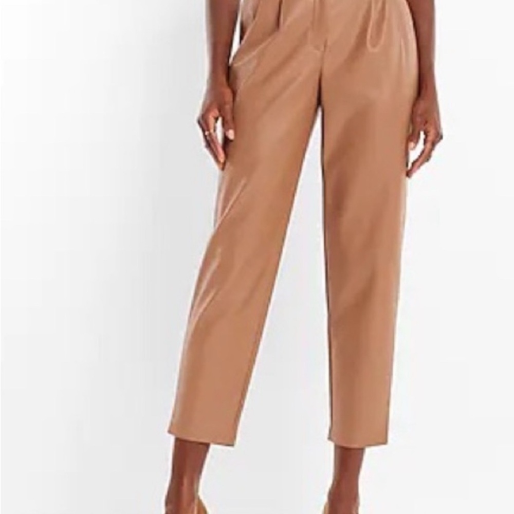 Express Super High Waisted Faux Leather Cropped Women's Pants